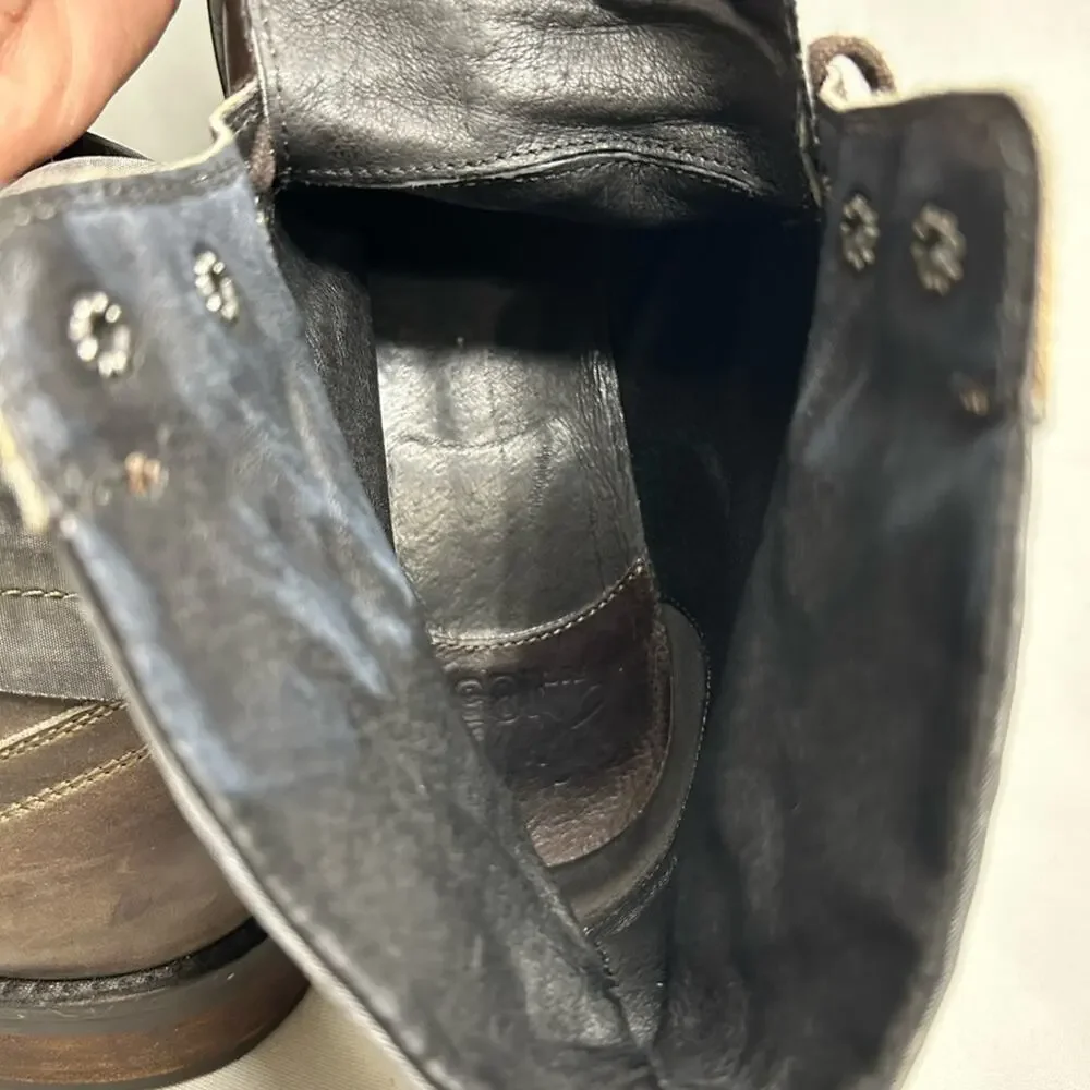 Johnston & Murphy J and M Men's gray Brown distressed Leather Lace-Up Boots. 12